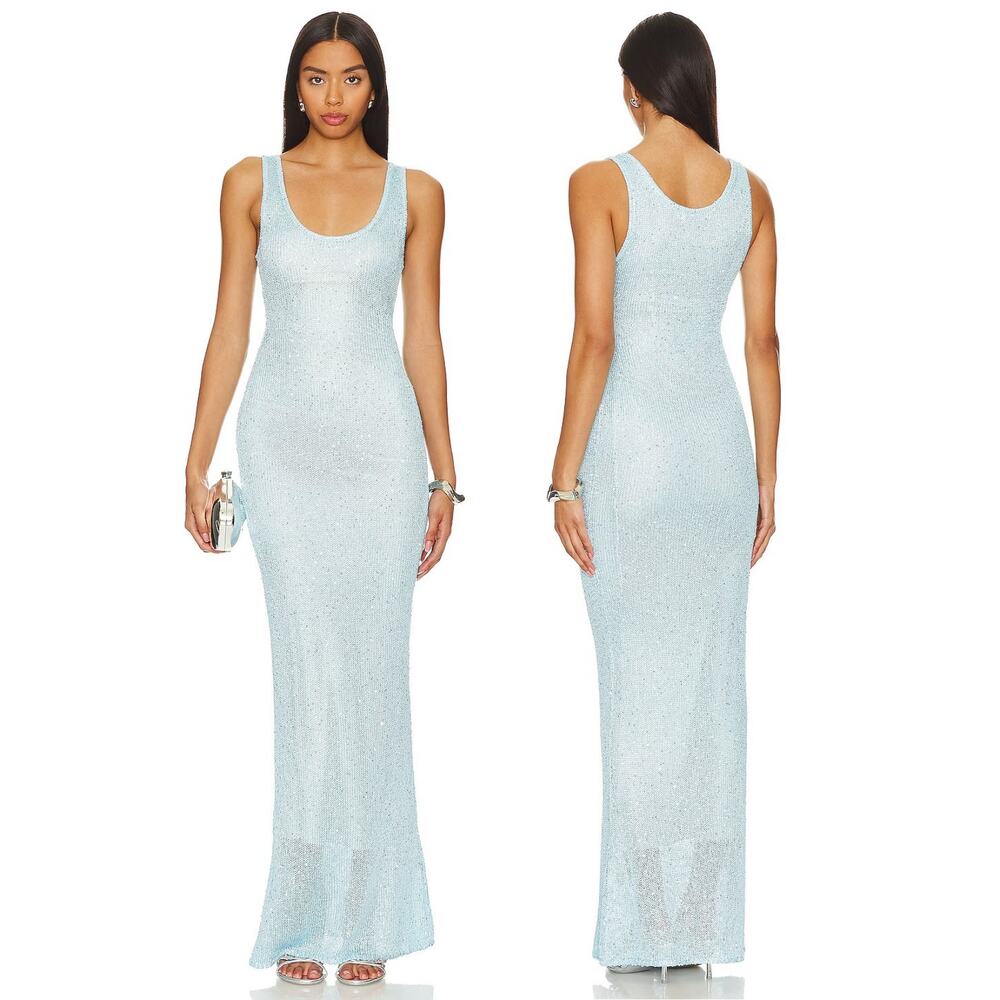 Asta Resort Ana Maxi Dress Sequin Embellished Knit Evening Beach Summer Party S